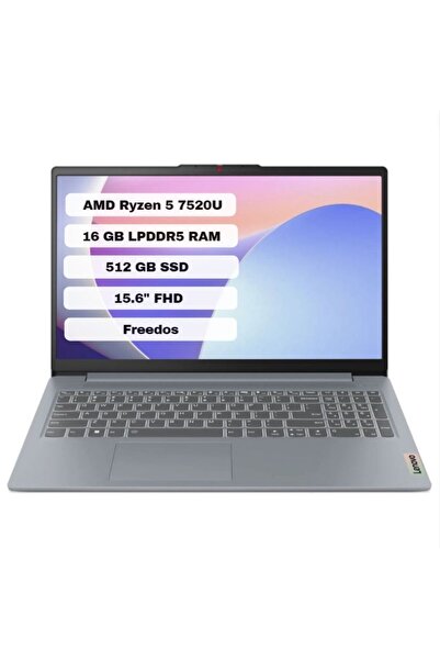 LENOVO IdeaPad Slim 3 AMD Ryzen 5 7520U 16GB 512GB SSD Freedos 15.6" FHD Bilg...