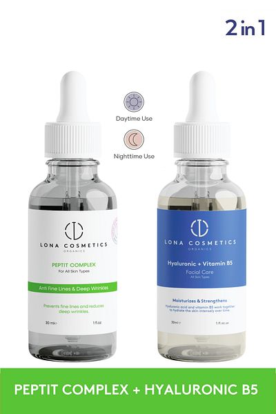 Lona Cosmetics Peptide Complex + Hyaluronic B5 Renewing, Anti-Wrinkle and Anti-Aging Aid Skin Care Set