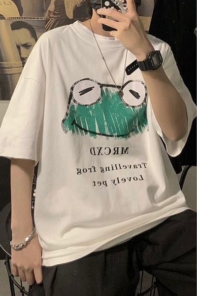 EFBUTİK White Unisex Cute Frog T-shirt