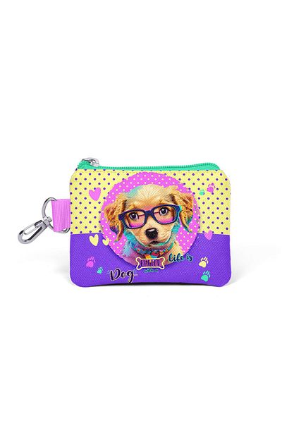 Coral High Yellow Pink Dog Pattern Cute Money Bag for Kids - 21881