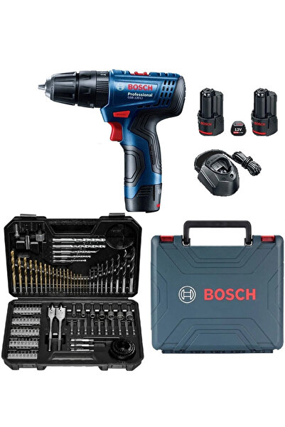 Bosch Darbeli Matkap Şarjlı Maktap Çok Amaçlı Yüksek Kaliteli El Aleti Çift Akülü 103 Parça Set Hediye