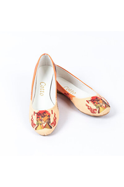 Cotto Shoes Γυναικείες μπαλαρίνες εμπριμέ πολύχρωμες λινές