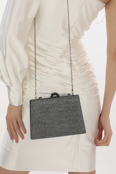 womenacs Πλατίνα Χρώμα Glitter Glamourous βραδινό φόρεμα Portfolio Clutch Γυναικεία τσάντα Νέα σεζόν