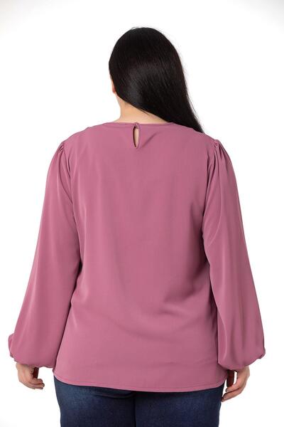 DISENTIS MODEST Μπλούζα από αποξηραμένο τριαντάφυλλο σε μεγάλο μέγεθος με λεπτομέρεια αλυσίδας στον γιακά και ελαστικά μανίκια