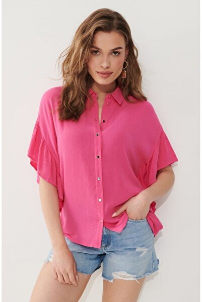 MAG FASHİON Gathered Sleeve Short Sleeve Shirt