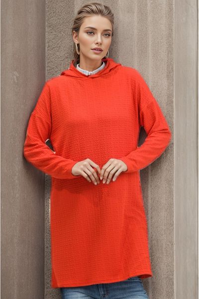 RESPİRO Hooded Plain Flowing Spring Tunic
