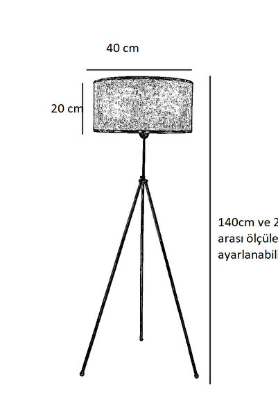 Lampada Gold Kaplama 3 Ayaklı Metal Tripod - Lacivert
