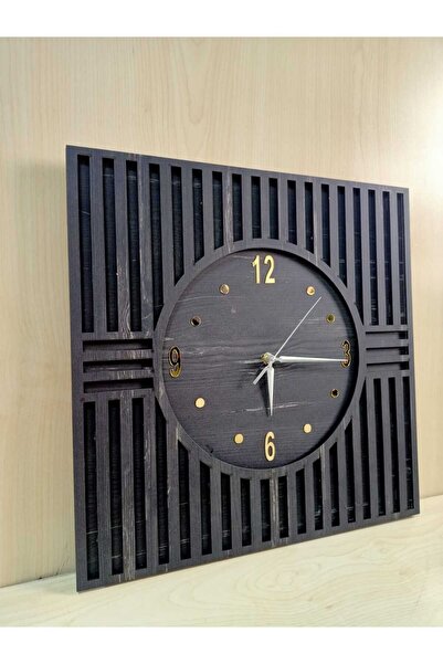 Dekor Treni Şık Pleksili Ahşap Füme Duvar Saati