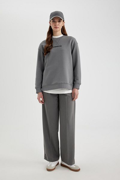 DeFacto Bedrucktes Langarm-Sweatshirt mit normaler Passform und Rundhalsausschnitt, Tunik C0118ax24sp