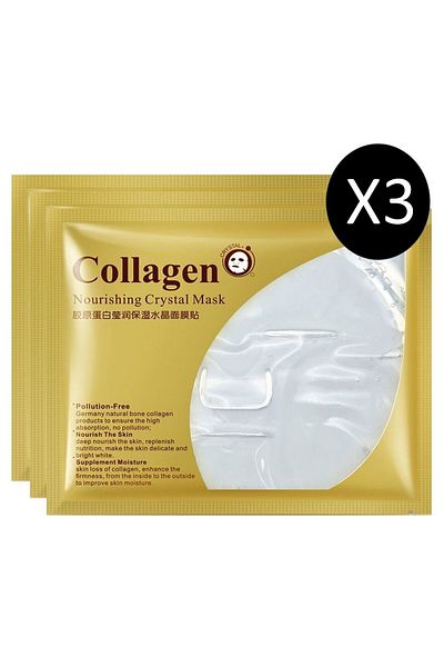 Bioaqua Set of 3 Absorbed Crystal Collagen Masks - Double Bomb, 60 g X 3 Pieces