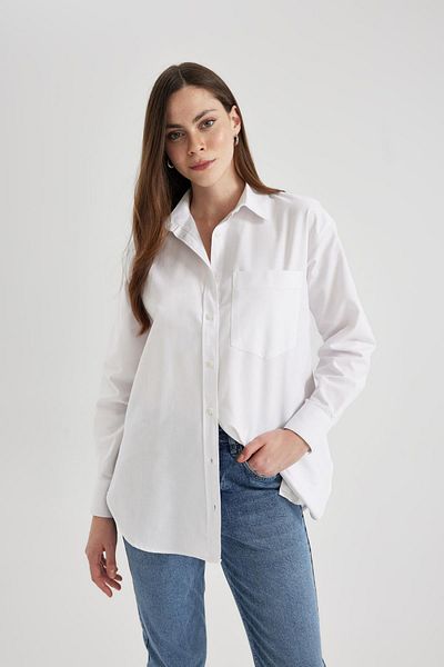 DeFacto Cămașă oversize Oxford cu mânecă lungă 100% bumbac Z4893az23au