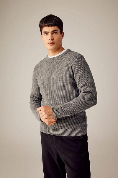 DeFacto Standard Fit Regular Cut Crew Neck Basic Plain Knitwear Sweater N9902Az23Wn