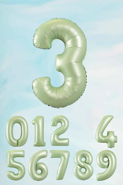 PEKSHOP Retro Yeşil Rakam Balonlar 80 cm Retro Renk Yaş Balonları