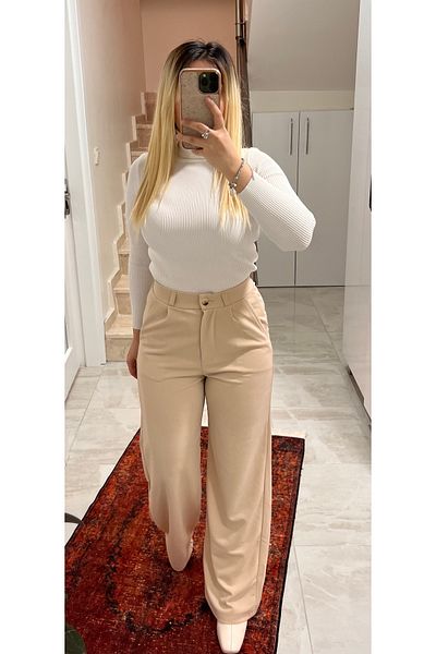 ElitWear Women's Pleated Belted Palazzo Trousers