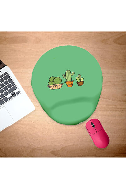 UcuruStore Τριπλό Πράσινο Κάκτου Οβάλ Μαξιλαράκι Ποντικιού με Υποστήριξη Ολόκ...