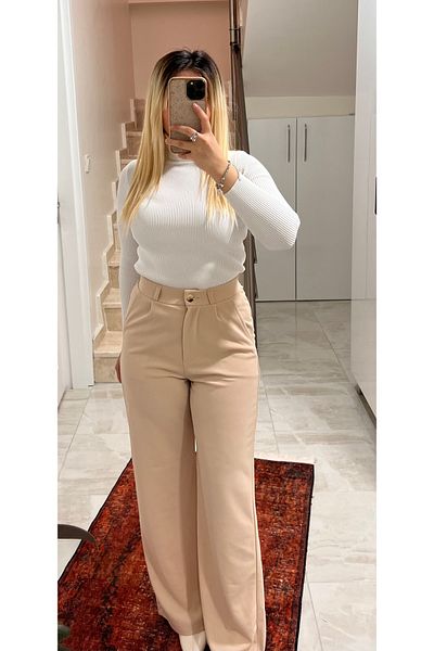 ElitWear Women's Pleated Belted Palazzo Trousers