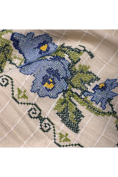 KAMİZ Καρό Monika Fabric-Curtain-Fon-Automatic Curtain Fabric-Runner 100x210 cm Μπλε