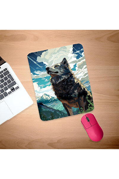 UcuruStore Bozkurt Çizimi Ορθογώνιο Mouse Pad με Στήριγμα Καρπού