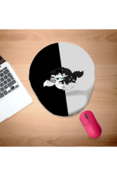 UcuruStore Χαριτωμένο Οβάλ Ποντικομαξιλαράκι Dragon Couple με Στήριγμα Καρπού