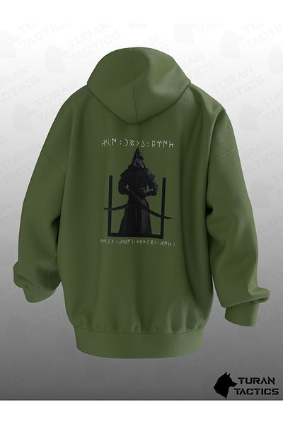 TURAN TACTICS BAĞΑΤΙΡ ΤΥΠΩΜΕΝΗ OVERSIZE HOODIE (UNISEX)