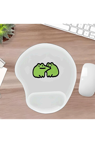 UcuruStore Χαριτωμένο Οβάλ Μαξιλαράκι Ποντικιού με Σχέδιο Βατράχων και Στήριγ...