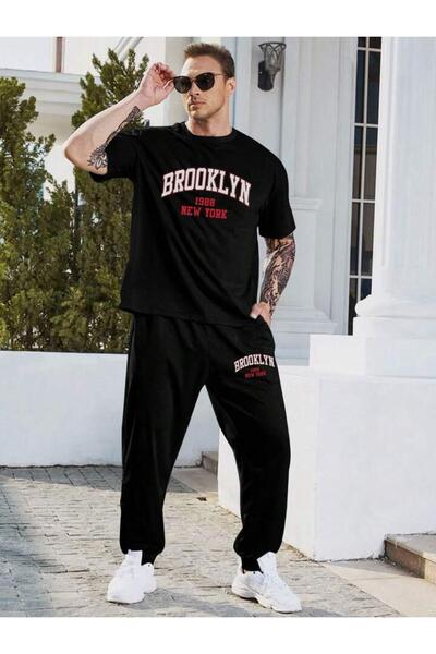 Khione طقم تي شيرت رياضي بتصميم بروكلين مطبوع من الأعلى إلى الأعلى للجنسين