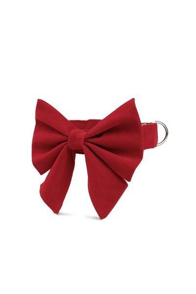 Lusi Doog Red Velvet Female Bow Tie Dog Collar