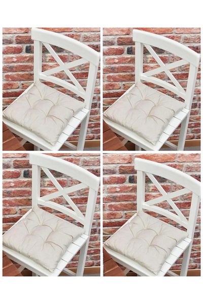 ERCANLI Model Clasic Culoare Bej Perna Scaun Puffy 4 Bucati 40*40cm