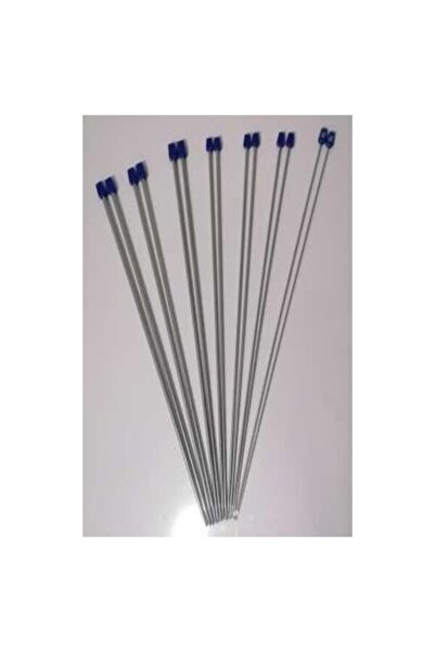 DlrS Titanyum Paslanmaz Parlak Uzun Örgü Şiş Seti 35cm 2-2,5-3-3,5-4-4,5-5 Mm Numara (7 Li Şiş Seti)