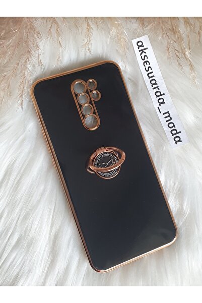 Aksesuarda Moda XİAOMİ REDMİ 9 Uyumlu Yüzüklü Standlı Gold Detaylı Lazer Kesi...