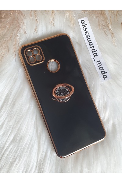 Aksesuarda Moda XİAOMİ REDMİ 9C - REDMİ 10A Uyumlu Yüzüklü Standlı Gold Detay...