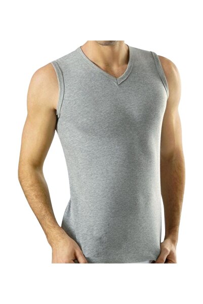 marufshop Tricou pentru bărbați cu mâneci zero, cu decolteu în V, slimfit, di...