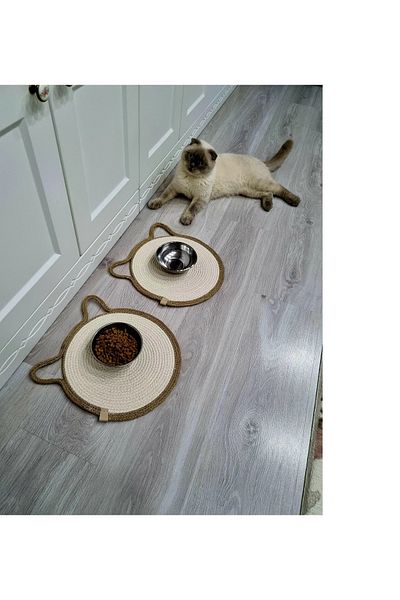 İP EV DEKOR Feeding Mats for Cats and Small Breeds 2 Pieces 28x28 Cm
