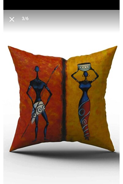 FLAMENCO TEKSTİL غطاء وسادة بتصميم عصري مطبوع عليه شخصية عرقية أفريقية مزدوجة