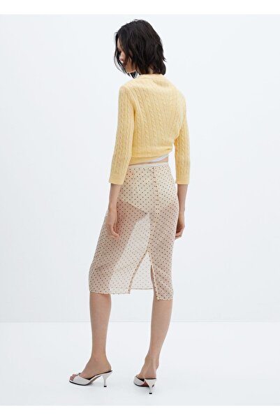 MANGO Woman Yarı Transparan Puantiyeli Etek