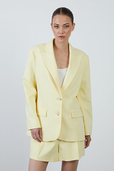 GİZİA Kollarda Origami Katlama Detaylı İşlemeli Sarı Ceket