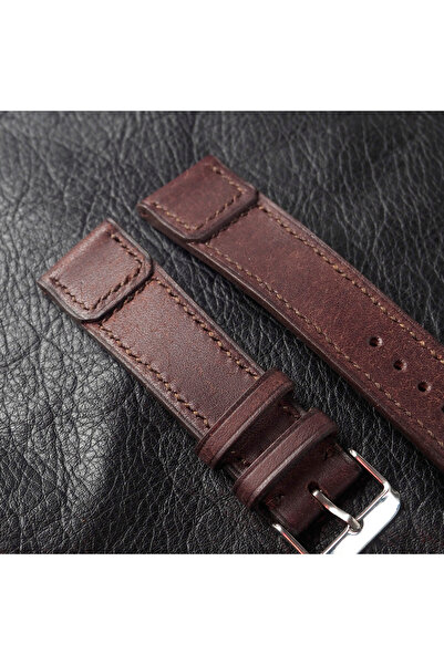 Ventum سلك مصنوع يدويًا من الجلد موديل بايلوت بني أحمر مقاس 20 مم