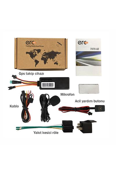 ercTEC جهاز تعقب المركبات بنظام تحديد المواقع A2، مزود بحجب المحرك، مع ميكروفون، مع زر الذعر للمساعدة في حالات الطوارئ