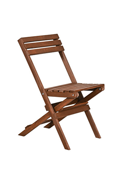 Bysay VERNİKLİ AHŞAP KATLANABİLİR  BAHÇE MUTFAK BALKON TERAS SANDALYESİ (CEVİZ RENK)