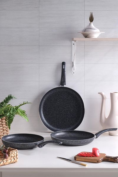 Znp Home Art | Pan Set Granite Single Handle Pan 24-26-28 Cm