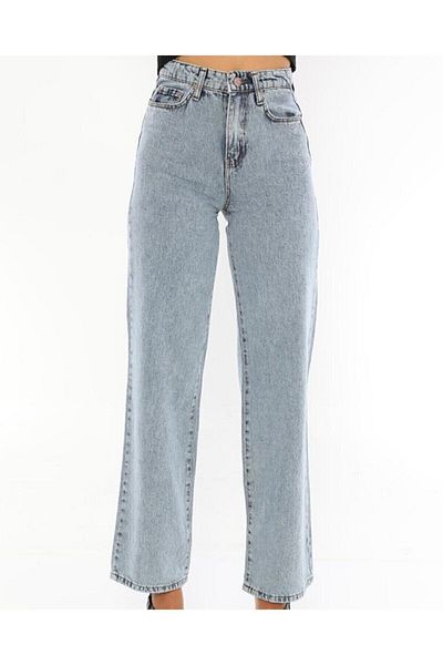 Geppetto James Femei Blue Snow Wash, cu talie super înaltă, lycra, cu picior liber, blugi din denim Jean