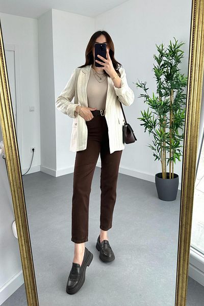 Geppetto Mona Brown Mom Jean Дамски Boyfriend дънки от ликра с висока талия