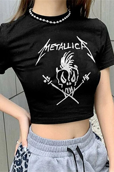 weywot قصاصات مطبوعة باللون الأسود Y2K Metallica