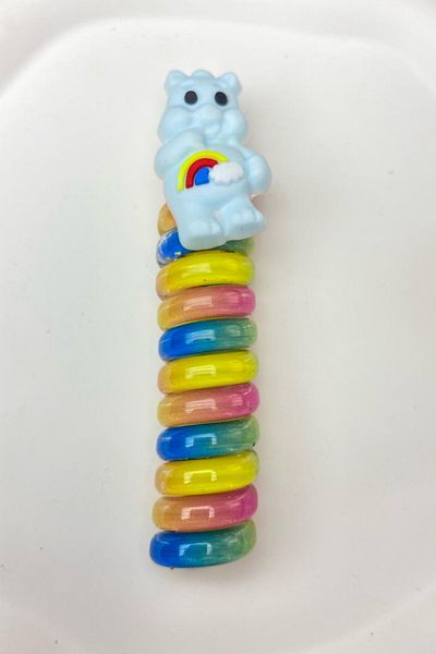 Jaida Moda Fetă Copil Colorat Spiral Blue Ursuleț Figurină Spring Pasta Coada Calului Cataramă