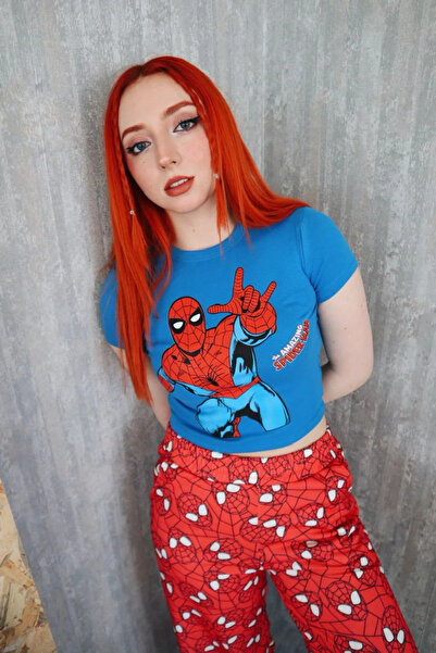 weywot Y2k Spiderman Blue The Amazing Spiderman Crop Top BRAVECROP-ASD6SD87F9SDF