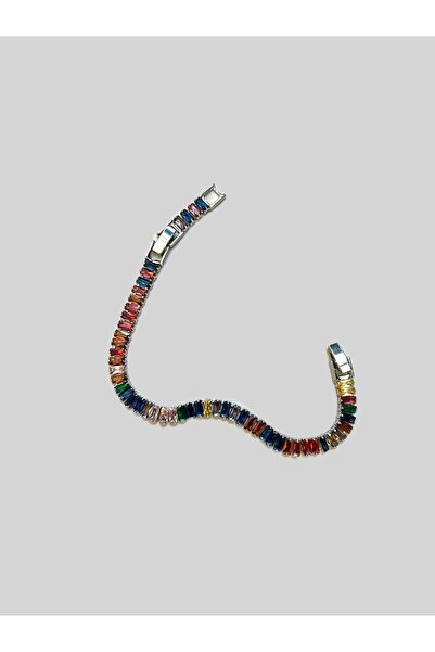 Accessories Silver Color Steel Waterway Bracelet with Colorful Baguette Stones