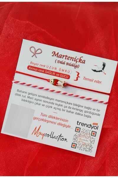 maycollection Red Fish Martençka Red White Double String Bracelet