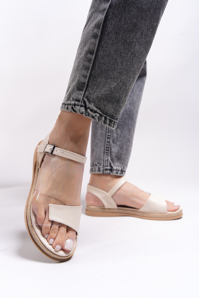 Riccon Dámské sandály Olelthas0012105 Béžová kůže