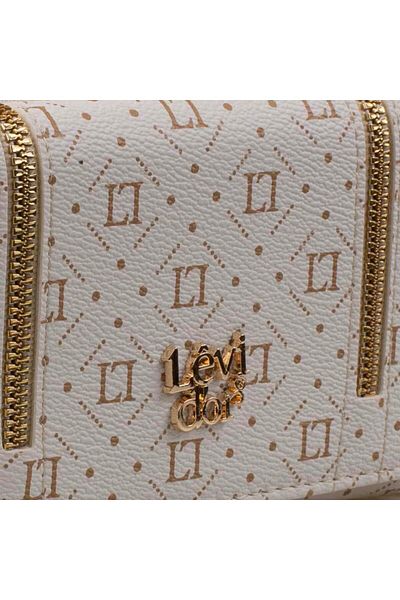 Levidor White Zipper Detailed Monogram Women's Wallet