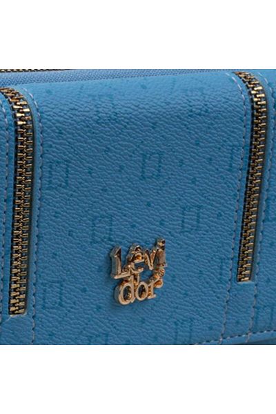 Levidor Portofel de damă cu monogramă cu fermoar albastru
